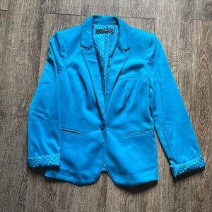 Teal one-button blazer